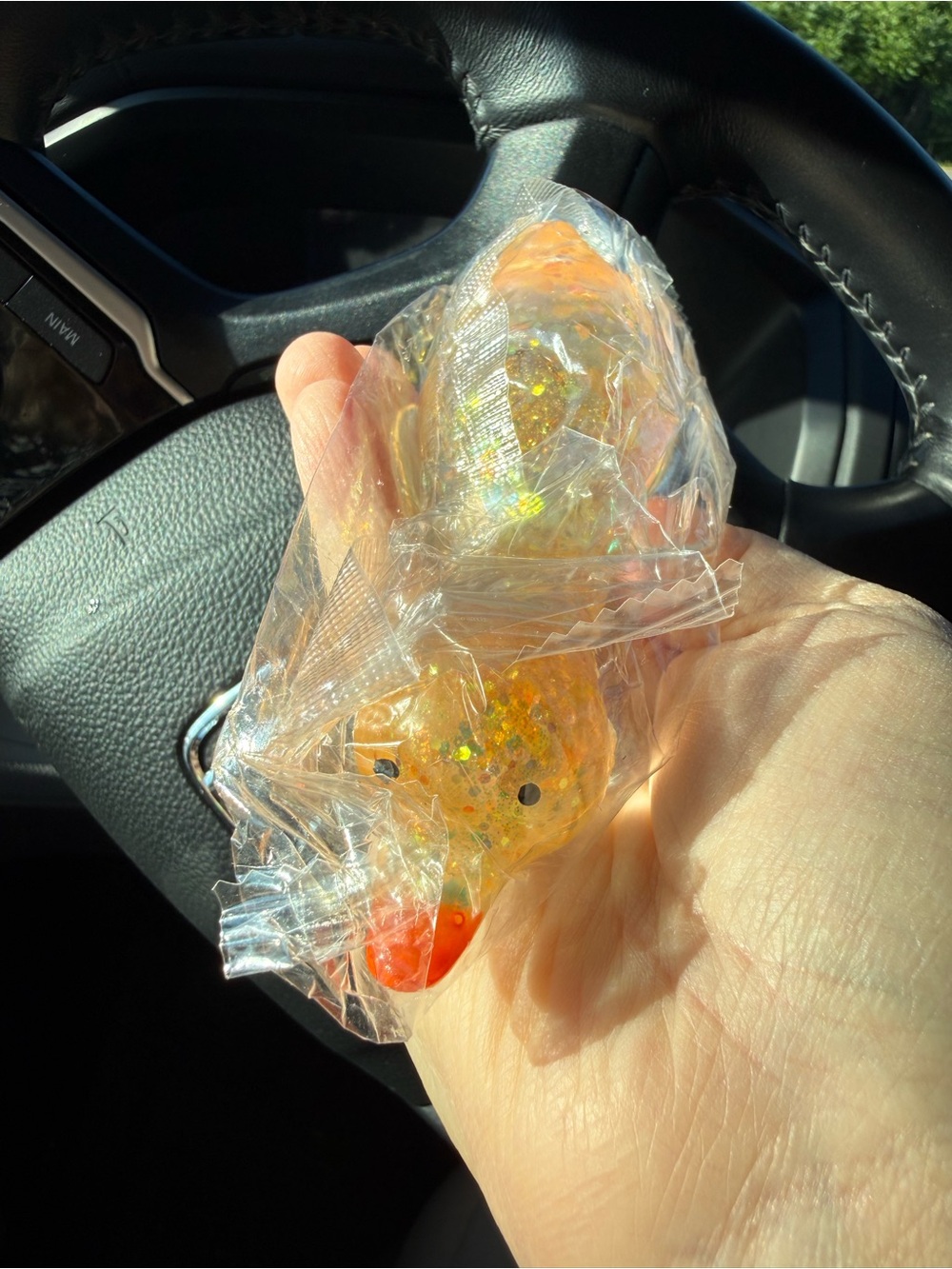 Glitter Rubber Duck squishy Toy - Yellow & Orange